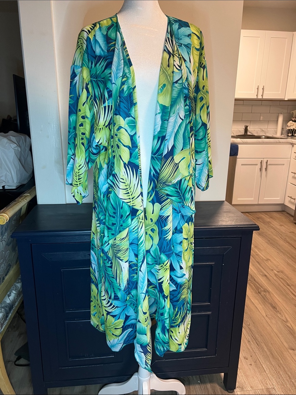 LulaRoe Tropical Leaf Print Over-Sized Cover-Up- Blue/Green